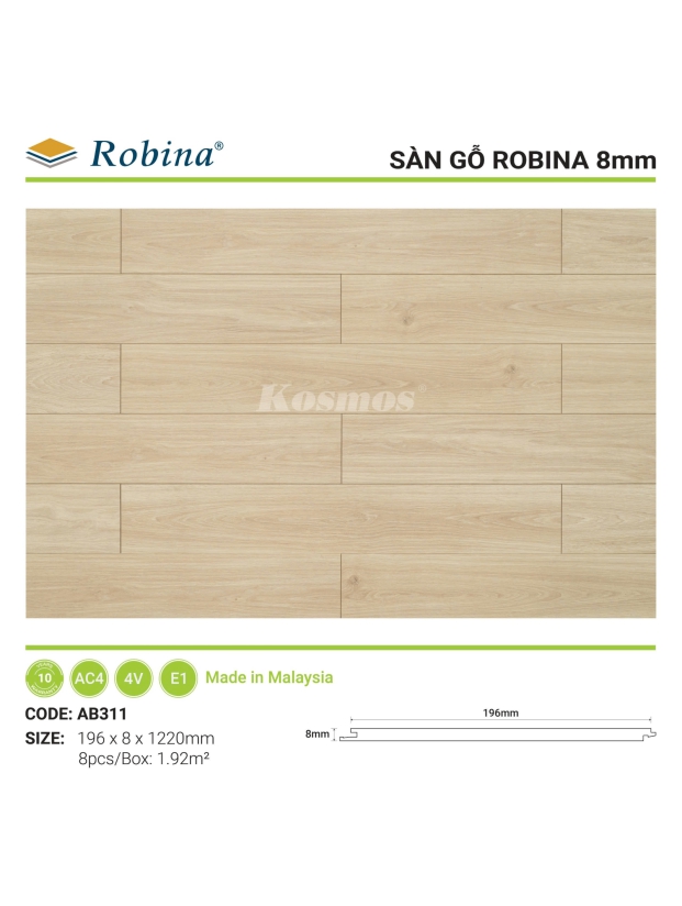 SÀN ROBINA BẢN LỚN 8MM - AB311