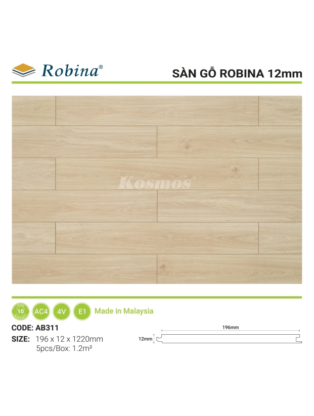 SÀN ROBINA BẢN LỚN 12MM - AB311