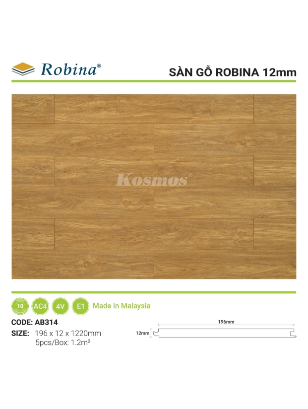SÀN ROBINA BẢN LỚN 12MM - AB314