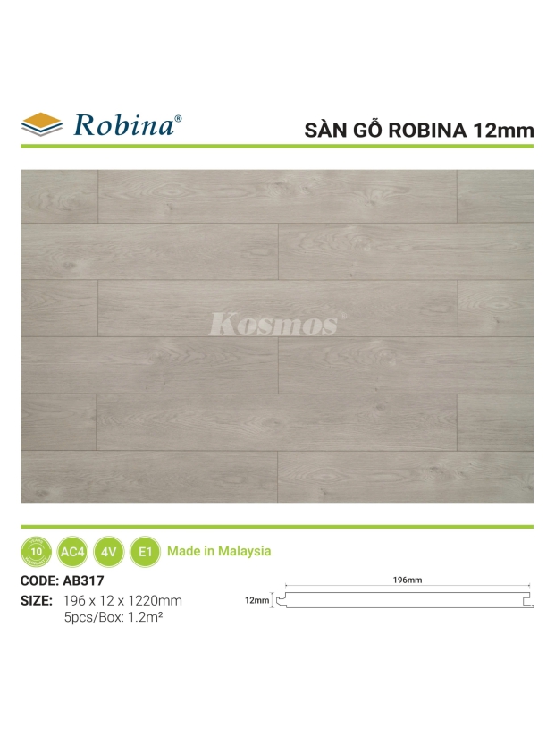 SÀN ROBINA BẢN LỚN 12MM - AB317
