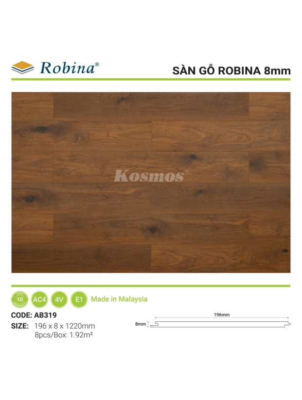 SÀN ROBINA BẢN LỚN 8MM - AB319