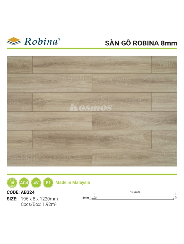 SÀN ROBINA BẢN LỚN 8MM - AB324