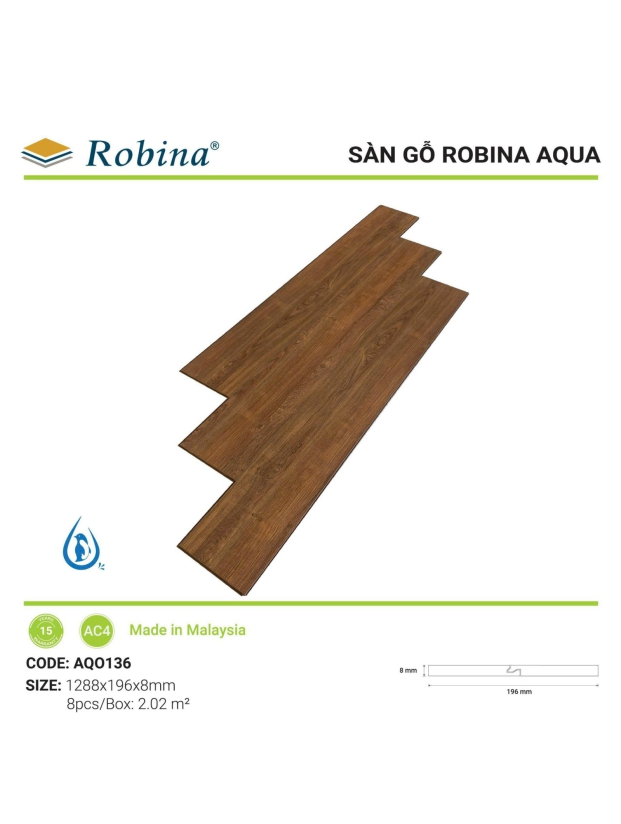 SÀN ROBINA AQUA 8MM - AQ0136