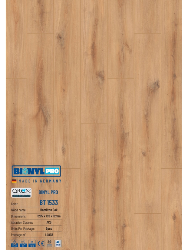 Sàn gỗ Binyl Pro 12mm BT1533
