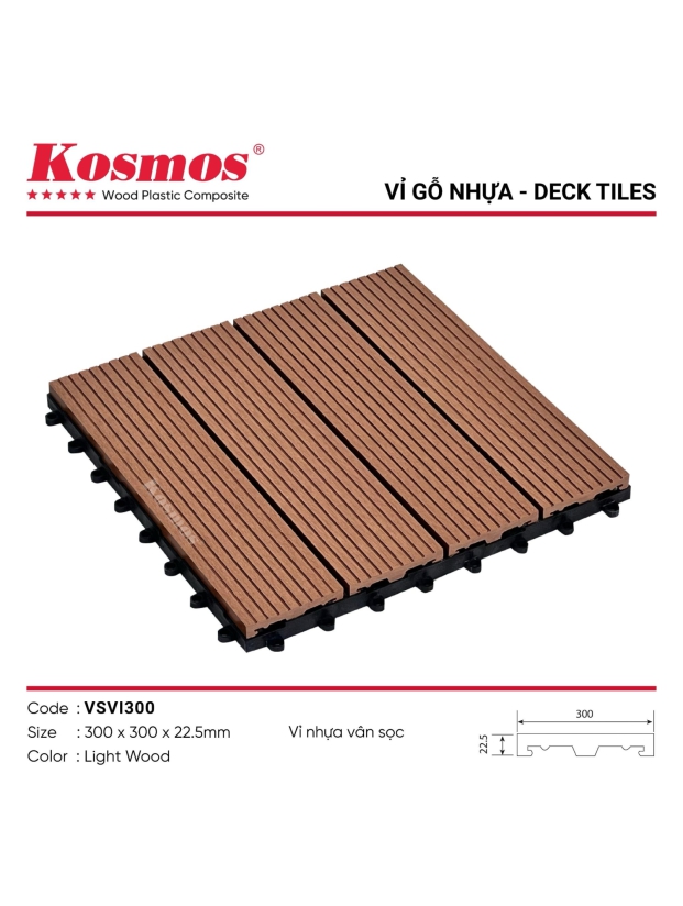 Vỉ gỗ nhựa - Vân sọc light wood
